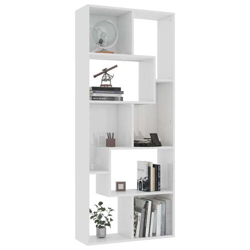 Bogreol 67x24x161 cm konstrueret træ hvid højglans