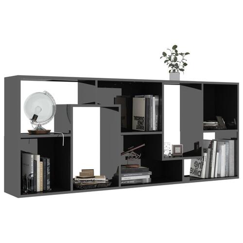 Bogreol 67x24x161 cm konstrueret træ sort højglans