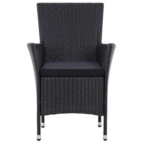 Udendørs spisebordssæt 7 dele med hynder polyrattan sort