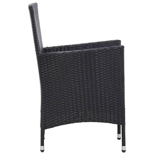 Udendørs spisebordssæt 7 dele med hynder polyrattan sort