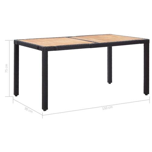 Udendørs spisebordssæt 7 dele med hynder polyrattan sort