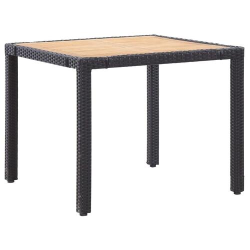 Udendørs spisebordssæt 5 dele med hynder polyrattan sort