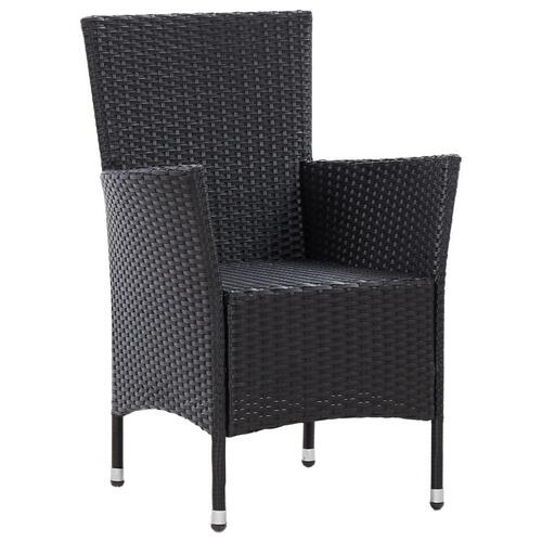 Udendørs spisebordssæt 5 dele med hynder polyrattan sort