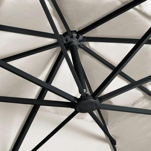 Hængeparasol m. LED-lys aluminiumsstang 400x300 cm sandfarvet