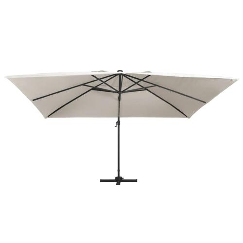 Hængeparasol m. LED-lys aluminiumsstang 400x300 cm sandfarvet