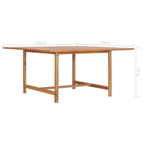 Havebord 150x150x76 cm massivt teaktræ