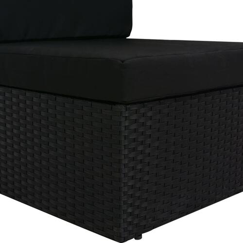Hjørnedel til sofa med højre armlæn polyrattan sort