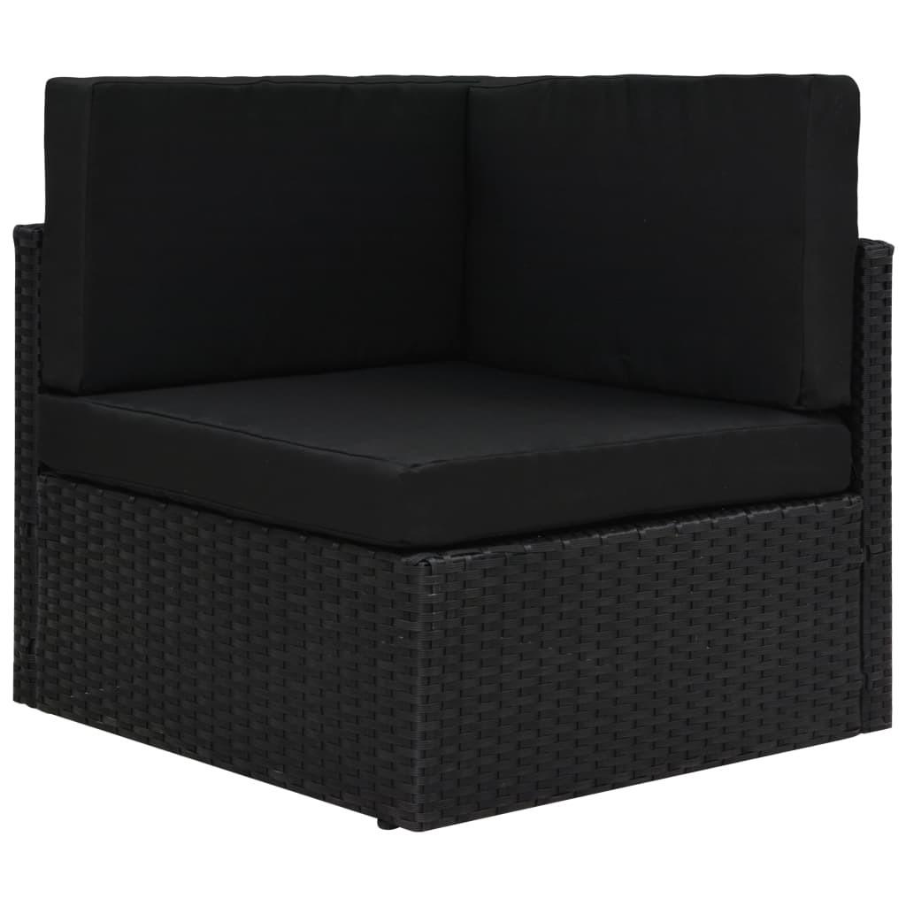 Hjørnedel til sofa polyrattan sort