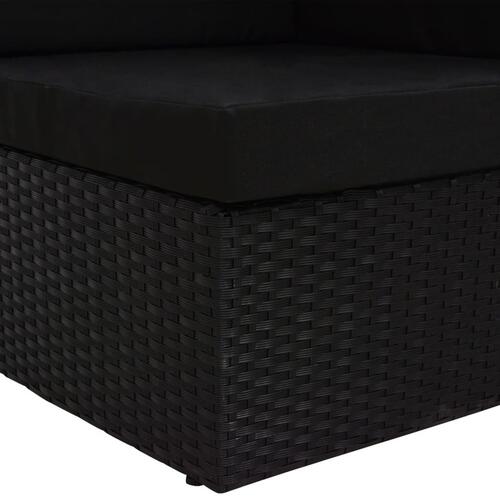 Hjørnedel til sofa polyrattan sort