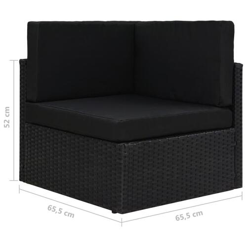 Hjørnedel til sofa polyrattan sort