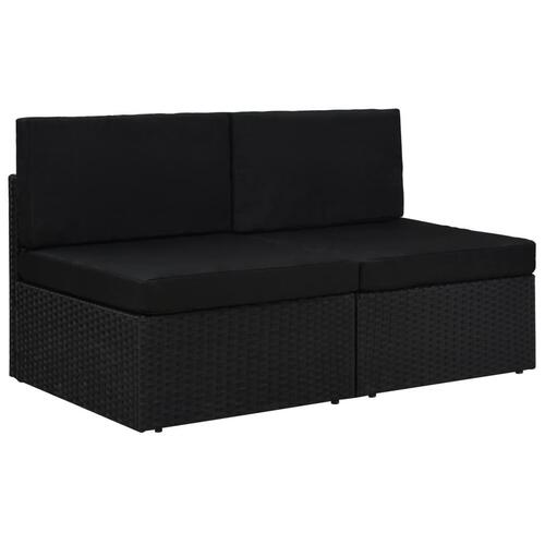 2-personers sofa modulær polyrattan sort