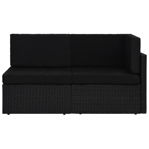 2-personers sofa modulær polyrattan sort