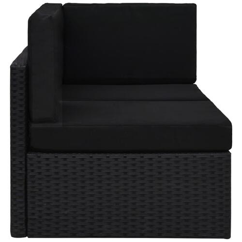2-personers sofa modulær polyrattan sort