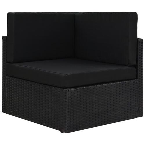 2-personers sofa modulær polyrattan sort