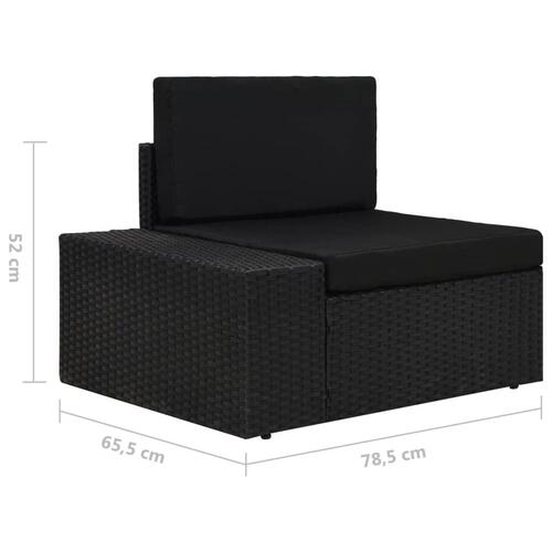 3-personers sofa modulær polyrattan sort