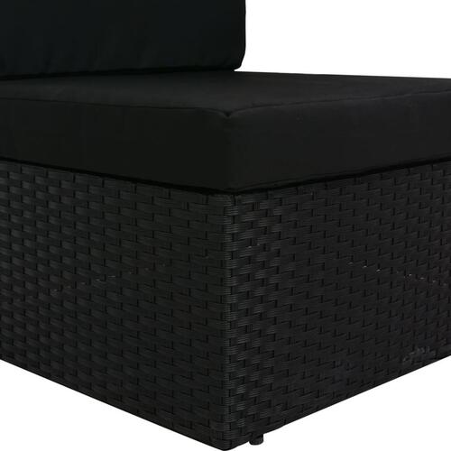 Loungesæt til haven 3 dele polyrattan sort
