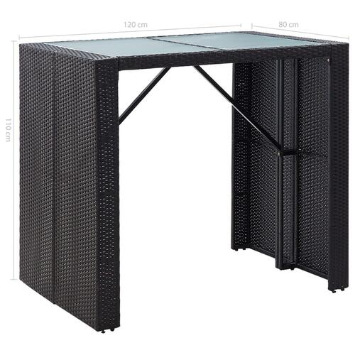 Udendørs barsæt 5 dele polyrattan og glas sort