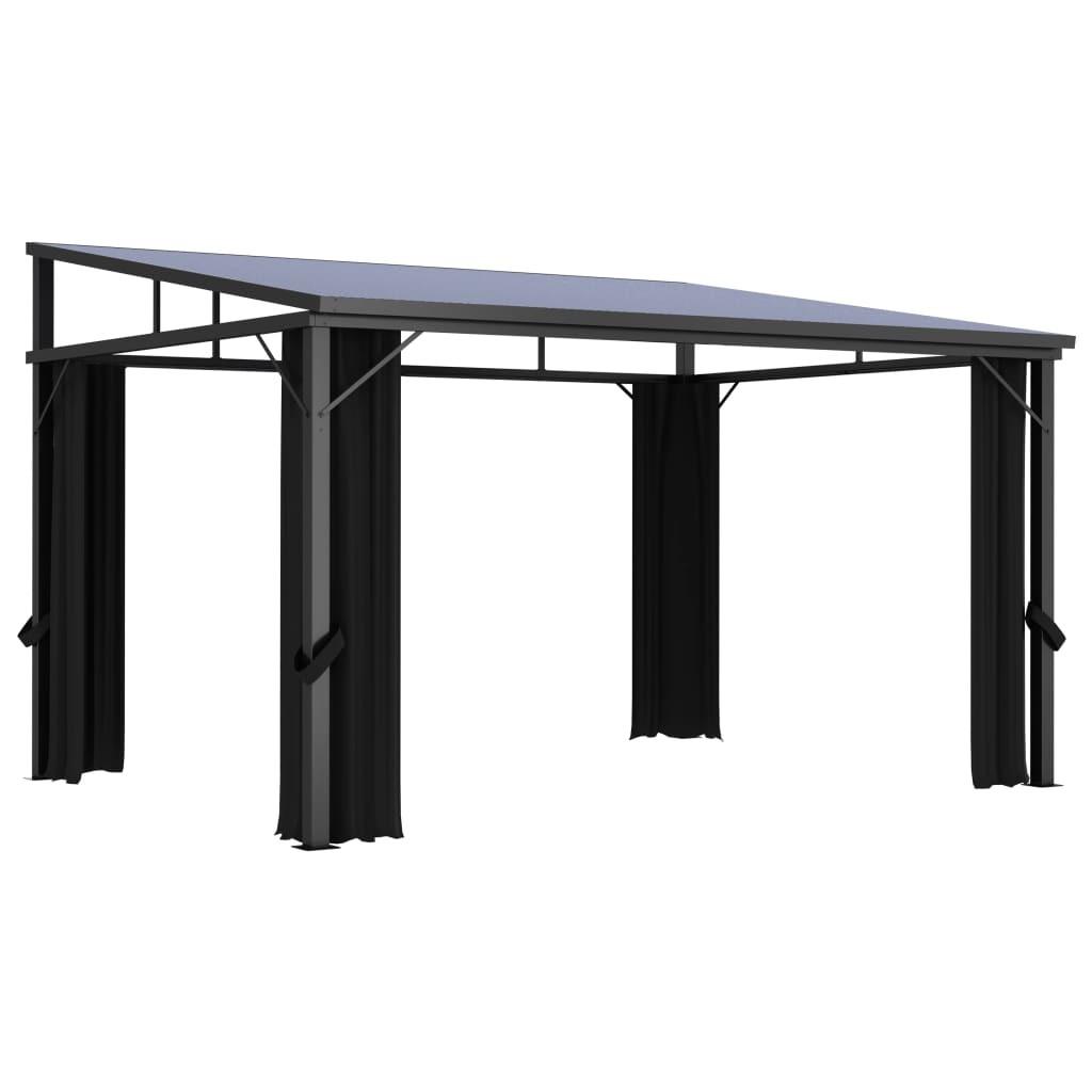 Pavillon med gardin 405x294x244 cm antracitgrå