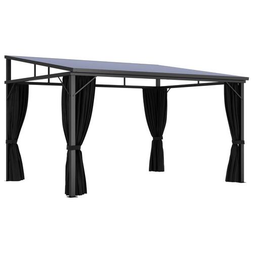 Pavillon med gardin 405x294x244 cm antracitgrå