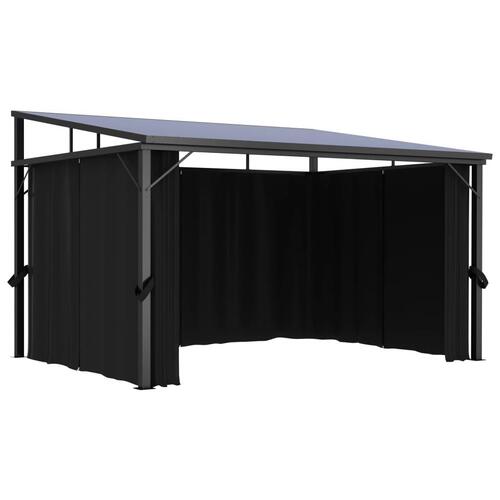 Pavillon med gardin 405x294x244 cm antracitgrå