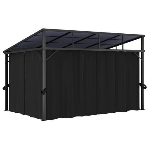 Pavillon med gardin 405x294x244 cm antracitgrå