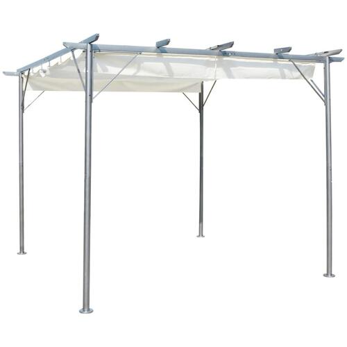 Pergola med tilbagetrækkeligt tag 3x3 m stål cremefarvet