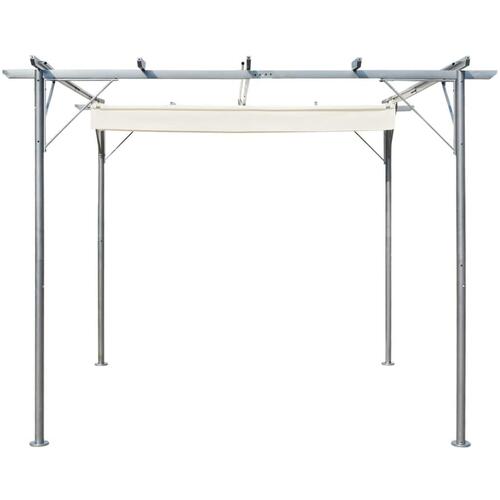 Pergola med tilbagetrækkeligt tag 3x3 m stål cremefarvet
