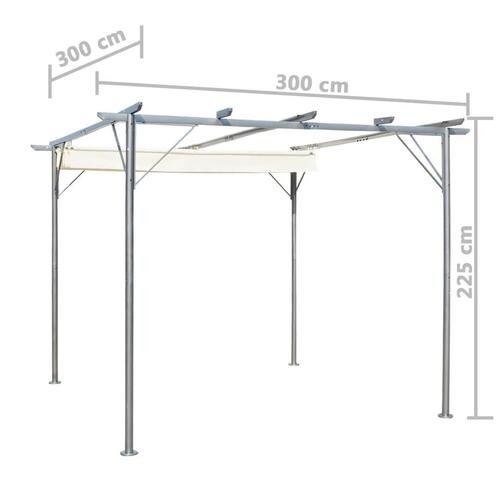 Pergola med tilbagetrækkeligt tag 3x3 m stål cremefarvet