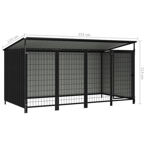 Udendørs hundebur 253x133x116 cm