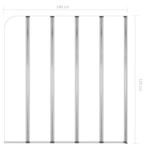 Brusevæg til badekar 120x140 cm hærdet glas gennemsigtigt