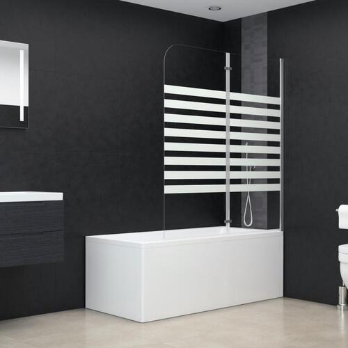 Brusevæg til badekar 120x140 cm hærdet glas stribet