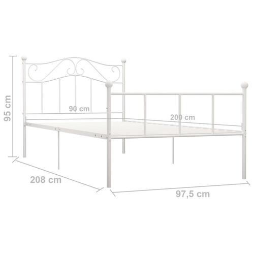 Sengestel 90x200 cm metal hvid