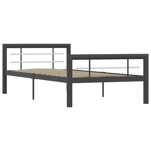 Sengestel 90x200 cm metal grå og hvid