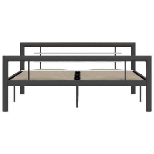 Sengestel 140x200 cm metal grå og hvid