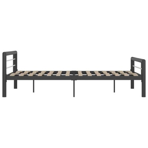 Sengestel 140x200 cm metal grå og hvid