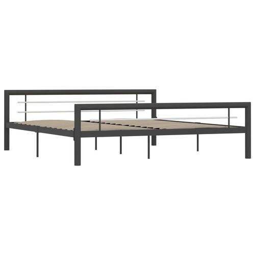 Sengestel 180x200 cm metal grå og hvid