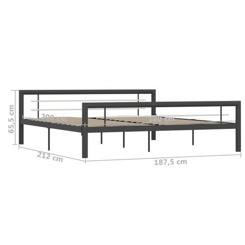 Sengestel 180x200 cm metal grå og hvid
