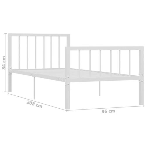 Sengestel 90x200 cm metal hvid