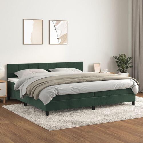 Kontinentalseng med madras 200x200 cm fløjl mørkegrøn