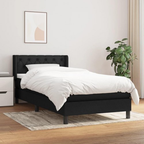 Kontinentalseng med madras 80×200 cm - stof, sort