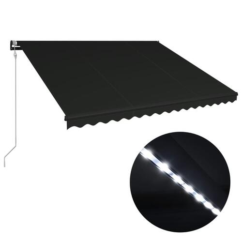 Foldemarkise med vindsensor og LED 400 x 300 cm antracitgrå