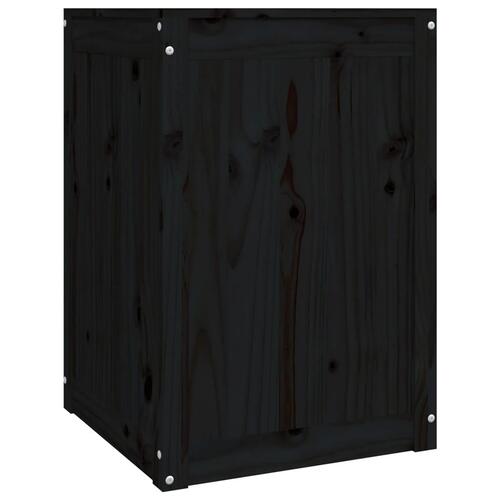 Vasketøjskurv 44x44x66 cm massivt fyrretræ sort