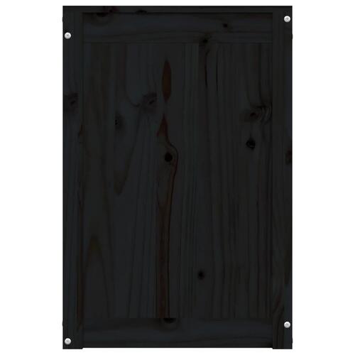 Vasketøjskurv 44x44x66 cm massivt fyrretræ sort
