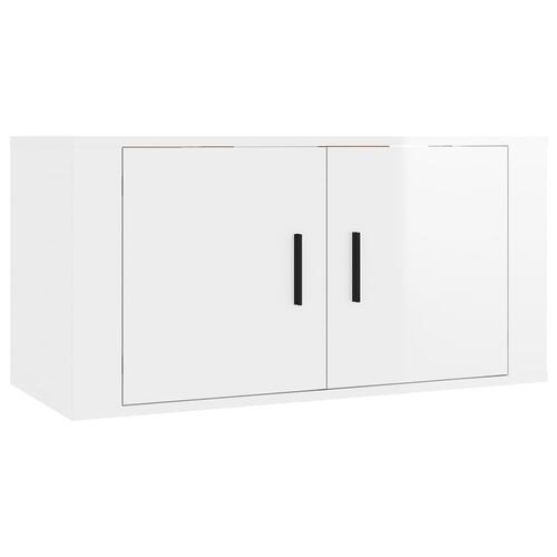 Væghængt tv-skab 80x34,5x40 cm hvid højglans