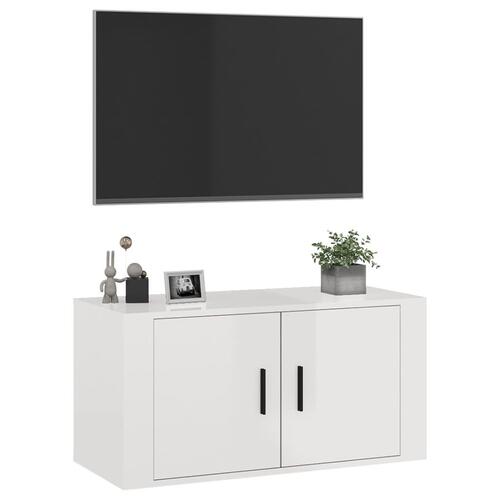 Væghængt tv-skab 80x34,5x40 cm hvid højglans