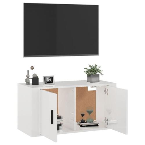 Væghængt tv-skab 80x34,5x40 cm hvid højglans