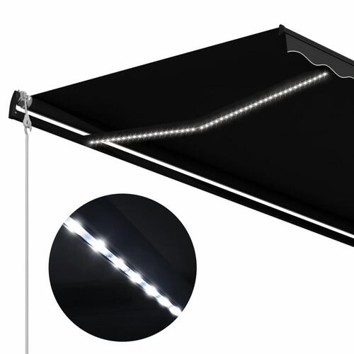 Foldemarkise med vindsensor og LED 400 x 300 cm antracitgrå
