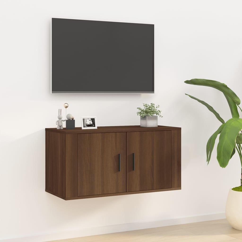 Væghængt tv-skab 80x34,5x40 cm brun egetræ