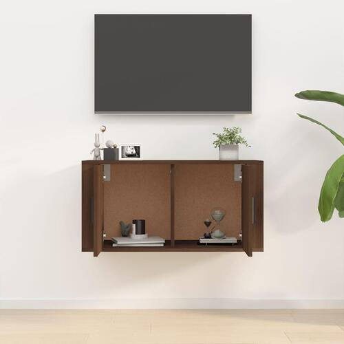 Væghængt tv-skab 80x34,5x40 cm brun egetræ