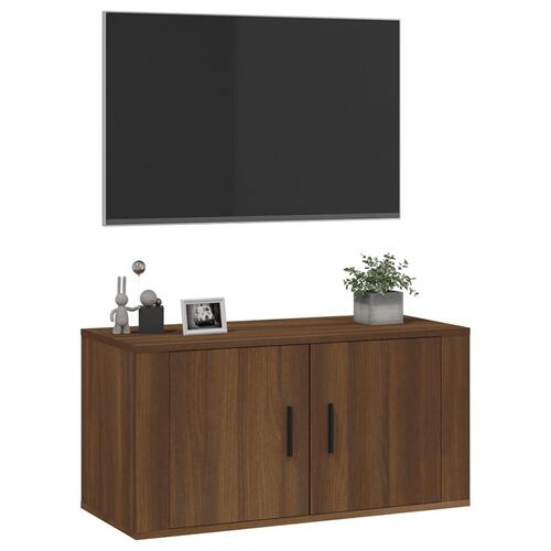 Væghængt tv-skab 80x34,5x40 cm brun egetræ